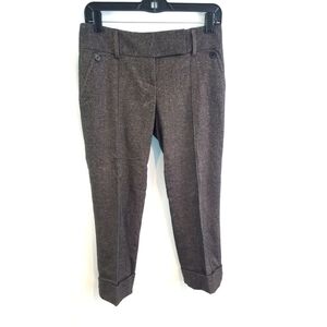 Elie Tahari Size 2 Brown Capri Cropped Dress Pants Wool Blend